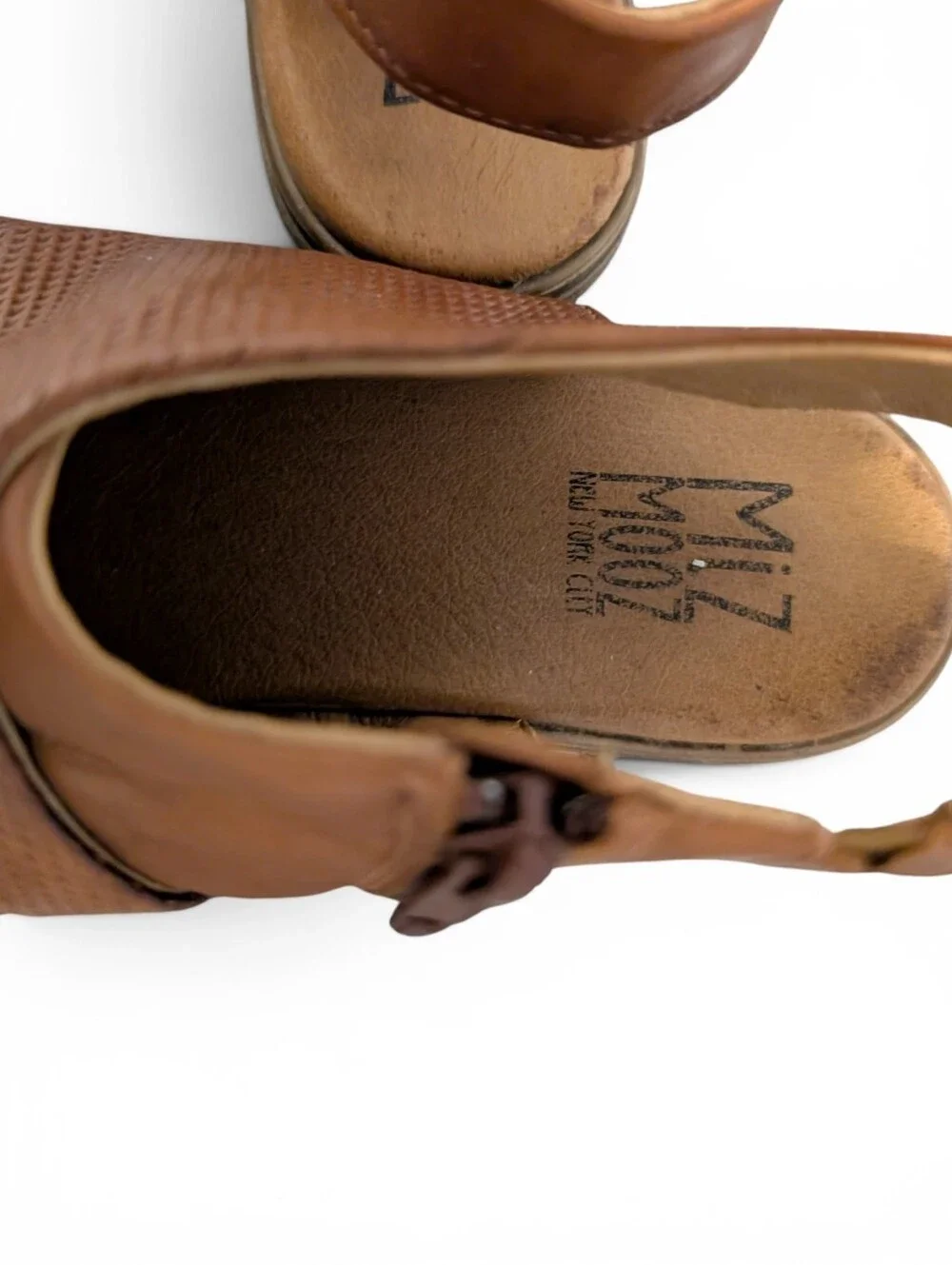 Miz Mooz Designer Brown Leather Slingback Sandals Studded Boho Sz EU 38 / 7.5-8